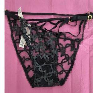NWT Victoria's Secret Very Sexy Bikini Panty Wmn's Sz S Black Lace Adjustable